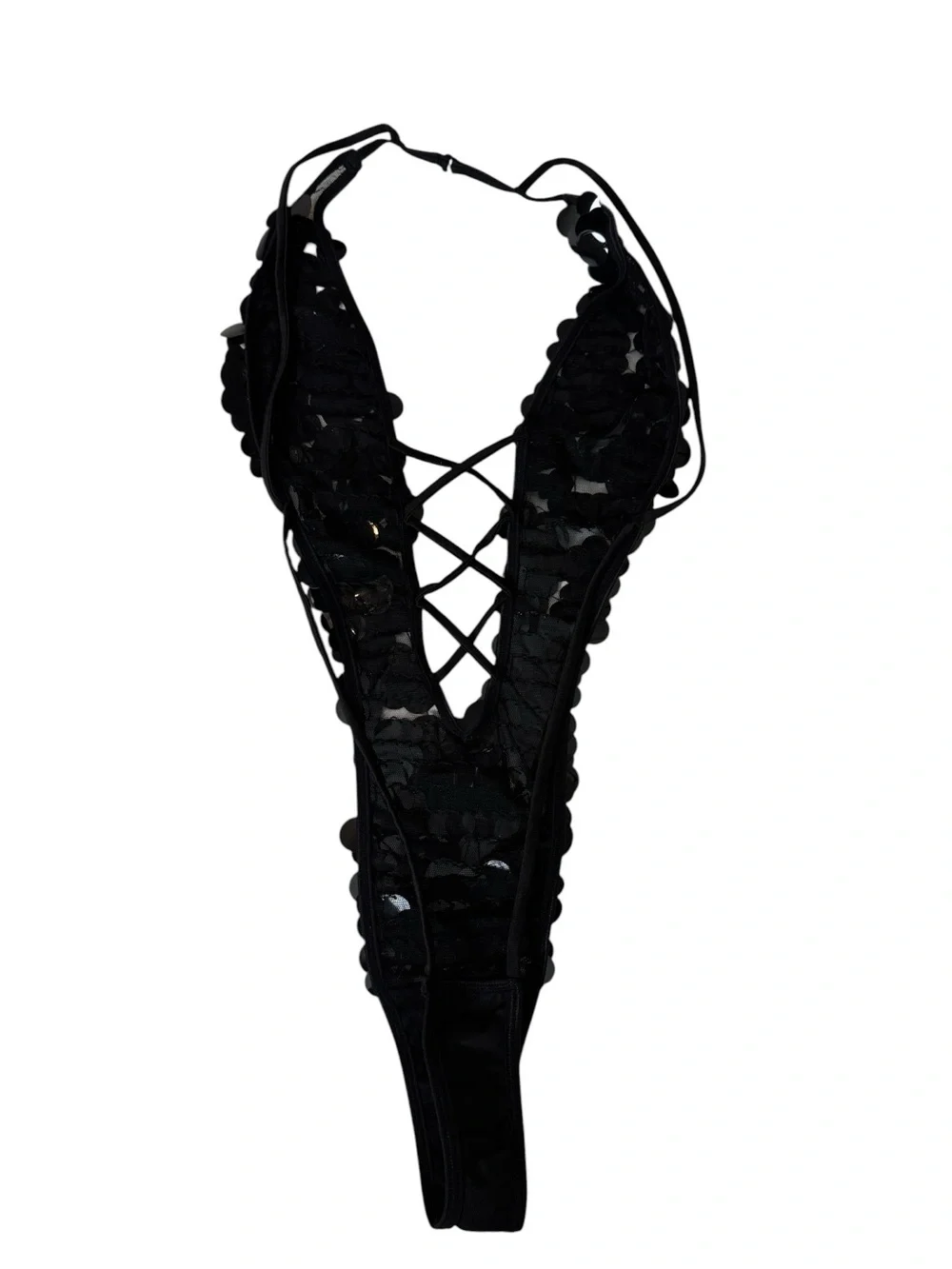 Fredericks of Hollywood Black Sequined Bodysuit Size M
